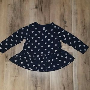 BABY GAP GIRLS Navy Top w Silver Hearts 2T